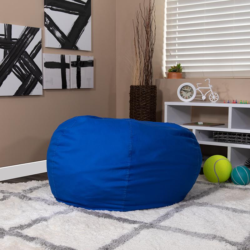 Oversized Solid Royal Blue Refillable Bean Bag Chair for All Ages. Picture 6