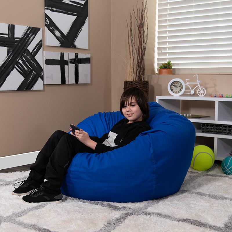 Oversized Solid Royal Blue Refillable Bean Bag Chair for All Ages. Picture 7
