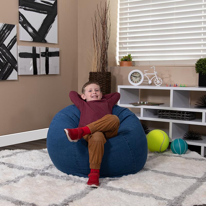 Small Denim Refillable Bean Bag Chair for Kids and Teens. Picture 2