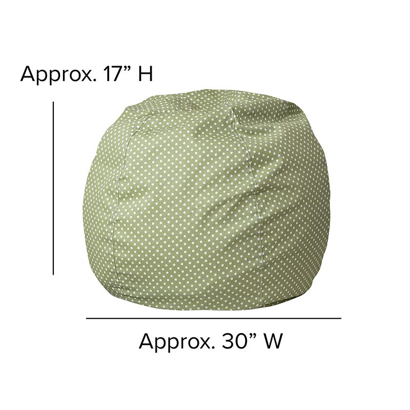 Small Green Dot Bean Bag Chair for Kids and Teens. Picture 6