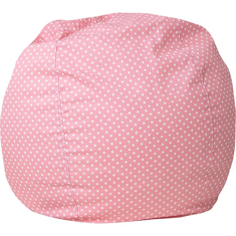 Small Light Pink Dot Refillable Bean Bag Chair for Kids and Teens. Picture 1