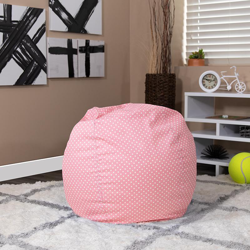 Small Light Pink Dot Refillable Bean Bag Chair for Kids and Teens. Picture 6
