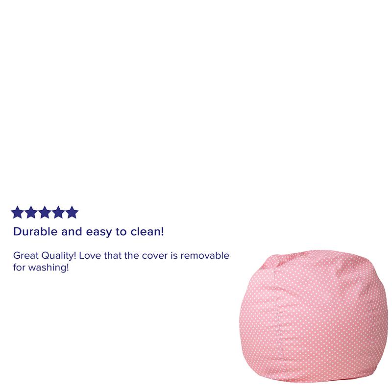 Small Light Pink Dot Refillable Bean Bag Chair for Kids and Teens. Picture 8