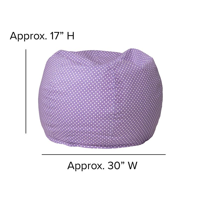 Small Lavender Dot Bean Bag Chair for Kids and Teens. Picture 7