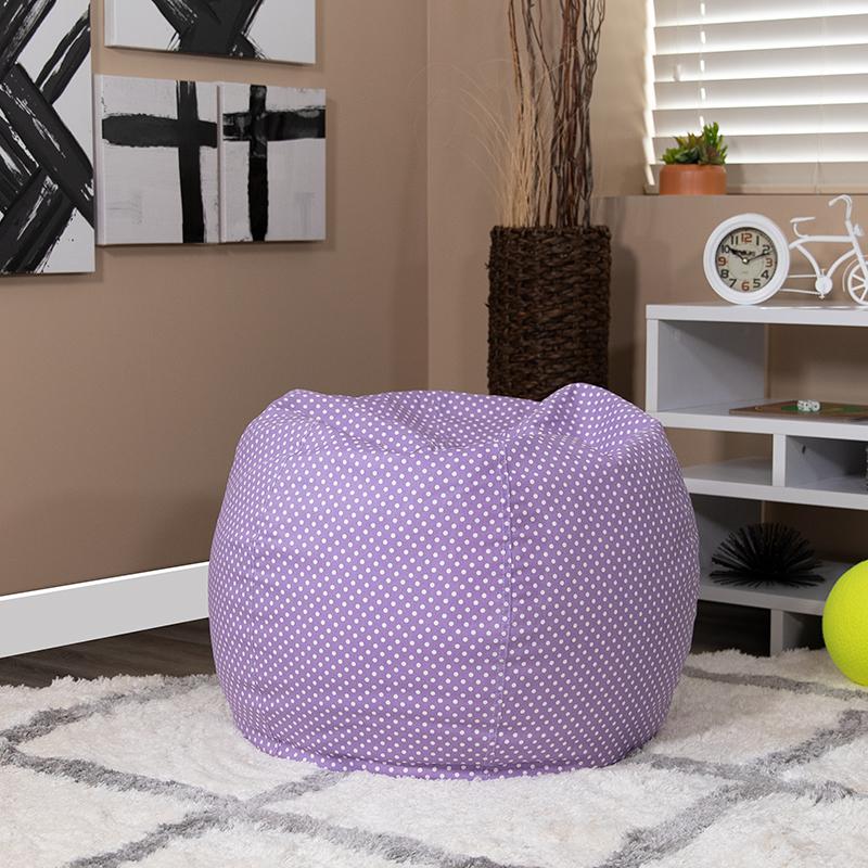 Small Lavender Dot Bean Bag Chair for Kids and Teens. Picture 1