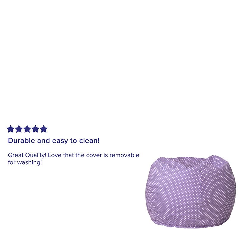 Small Lavender Dot Bean Bag Chair for Kids and Teens. Picture 5