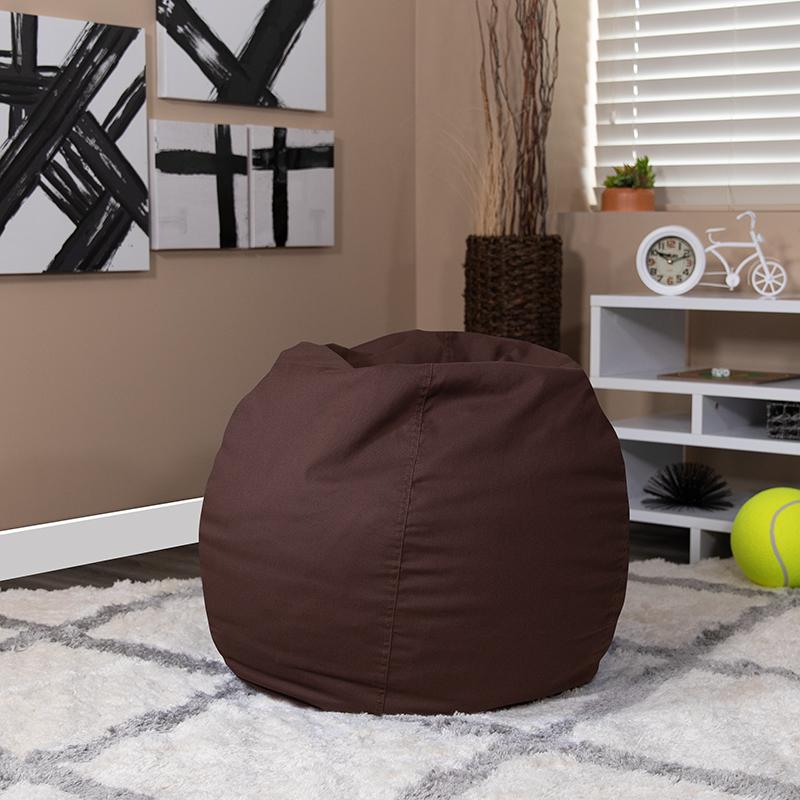 Small Solid Brown Refillable Bean Bag Chair for Kids and Teens. Picture 6