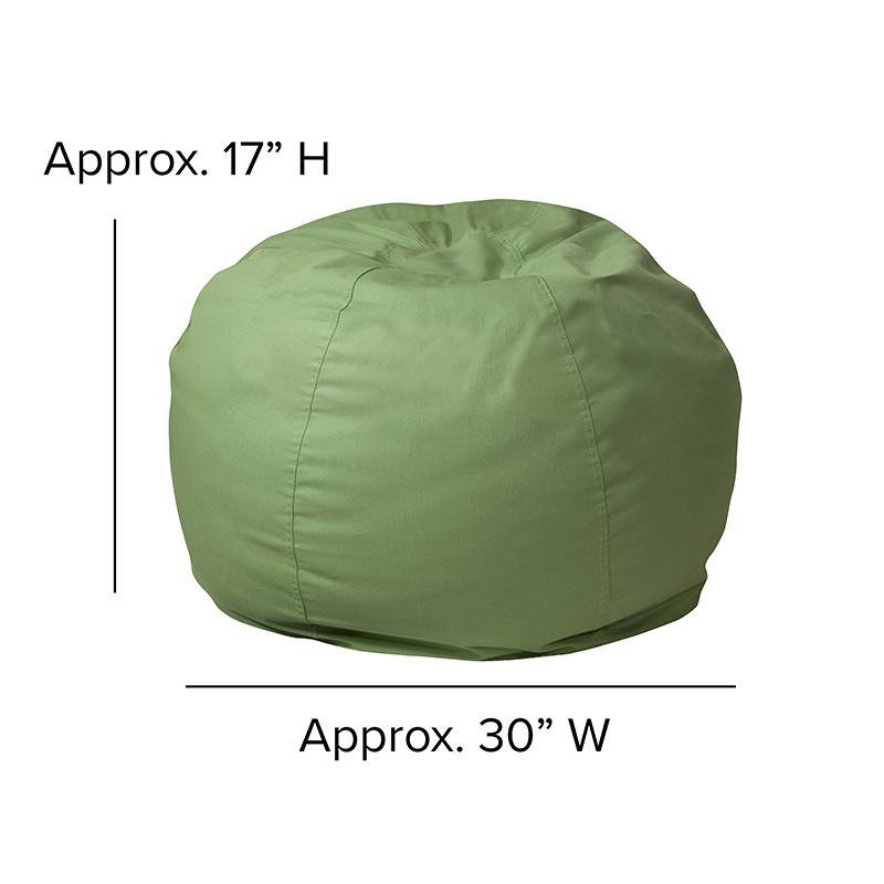 Small Solid Green Bean Bag Chair for Kids and Teens. Picture 6