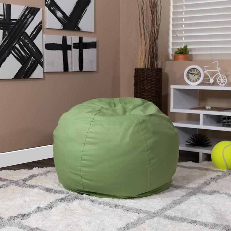 Small Solid Green Bean Bag Chair for Kids and Teens. Picture 1