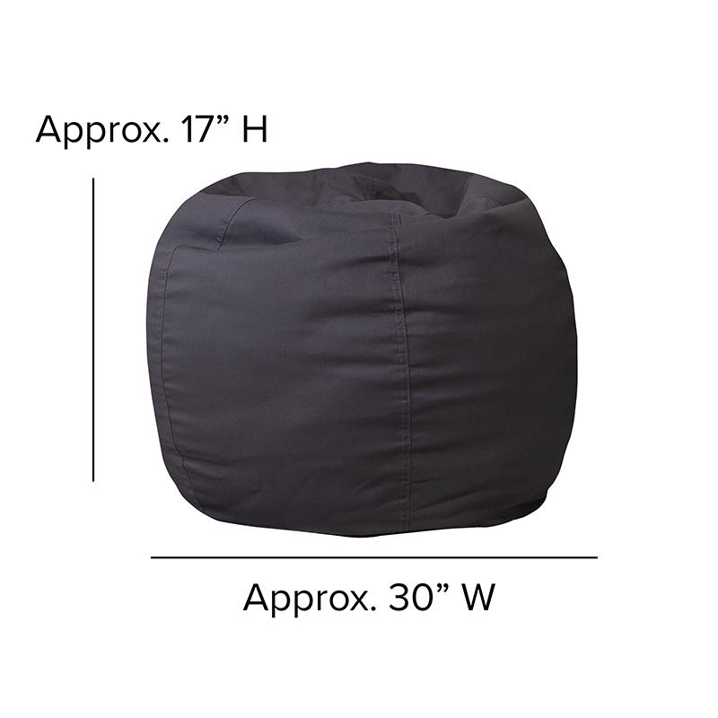 Small Solid Gray Refillable Bean Bag Chair for Kids and Teens. Picture 2