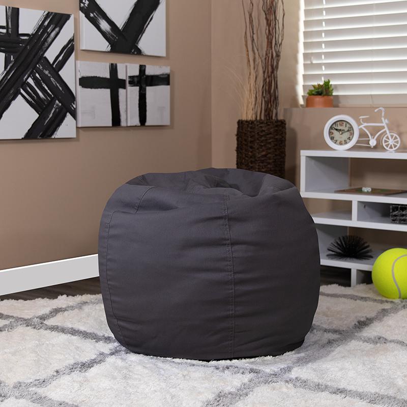 Small Solid Gray Refillable Bean Bag Chair for Kids and Teens. Picture 1
