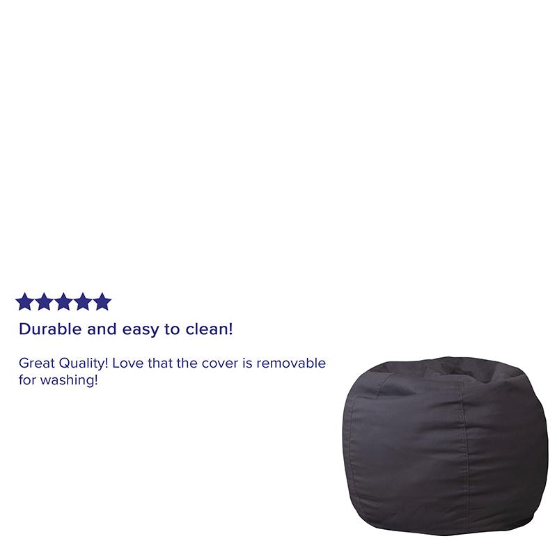 Small Solid Gray Refillable Bean Bag Chair for Kids and Teens. Picture 5