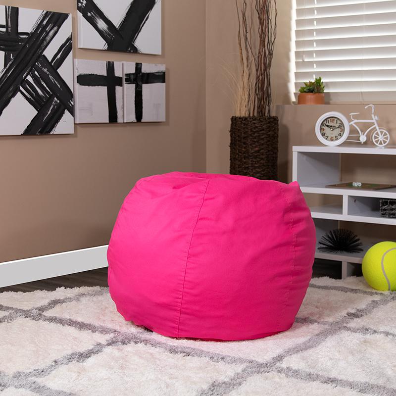 Small Solid Hot Pink Refillable Bean Bag Chair for Kids and Teens. Picture 6