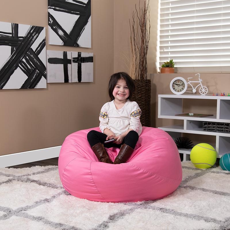 Small Solid Light Pink Refillable Bean Bag Chair for Kids and Teens. Picture 2