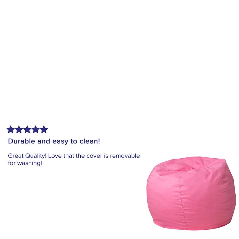 Small Solid Light Pink Refillable Bean Bag Chair for Kids and Teens. Picture 8