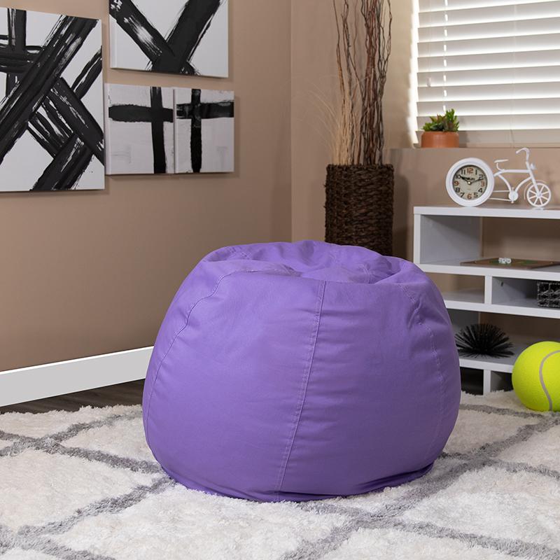 Small Solid Purple Refillable Bean Bag Chair for Kids and Teens. Picture 6