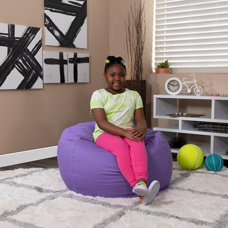 Small Solid Purple Refillable Bean Bag Chair for Kids and Teens. Picture 7