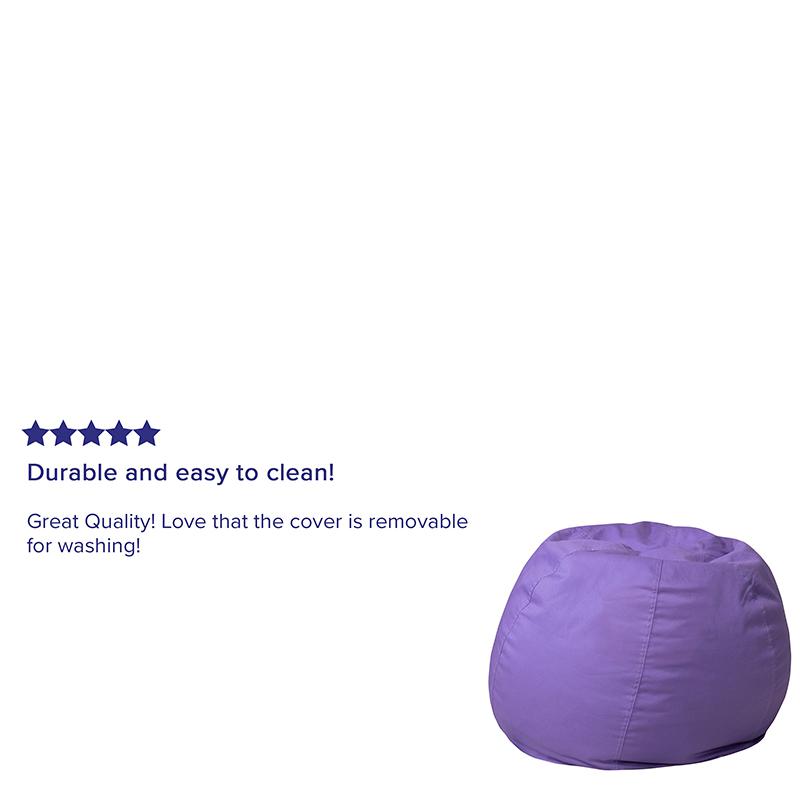 Small Solid Purple Refillable Bean Bag Chair for Kids and Teens. Picture 5