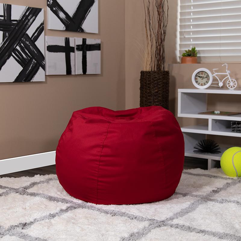Small Solid Red Refillable Bean Bag Chair for Kids and Teens. Picture 1