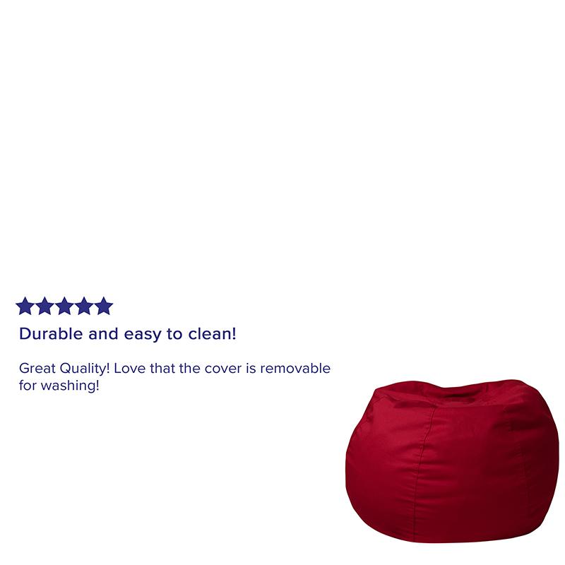 Small Solid Red Refillable Bean Bag Chair for Kids and Teens. Picture 5
