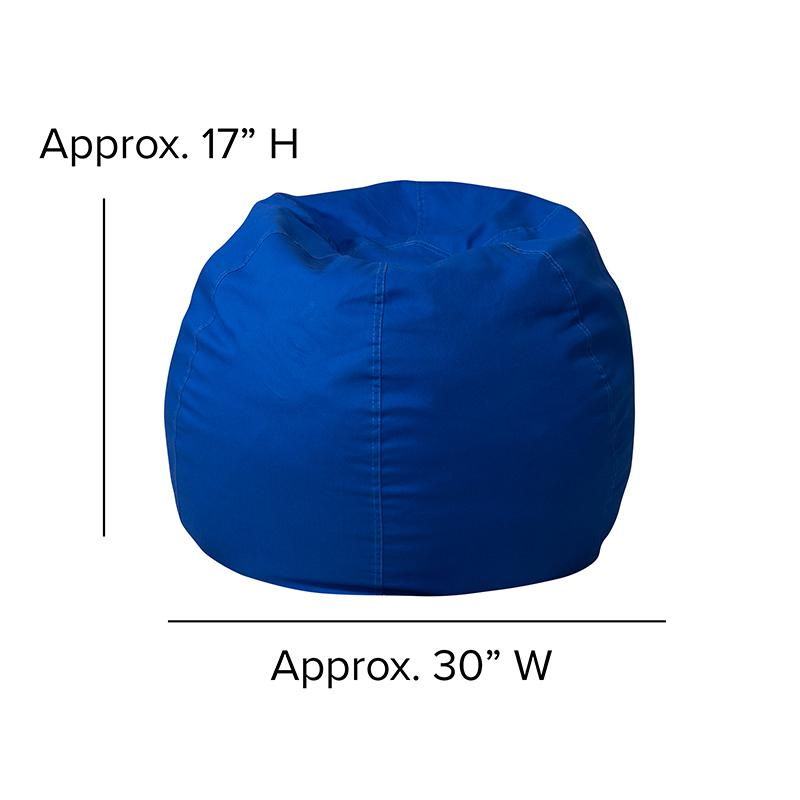 Small Solid Royal Blue Refillable Bean Bag Chair for Kids and Teens. Picture 2
