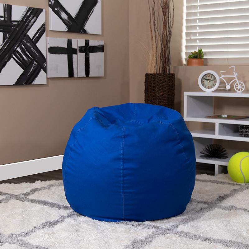 Small Solid Royal Blue Refillable Bean Bag Chair for Kids and Teens. Picture 6