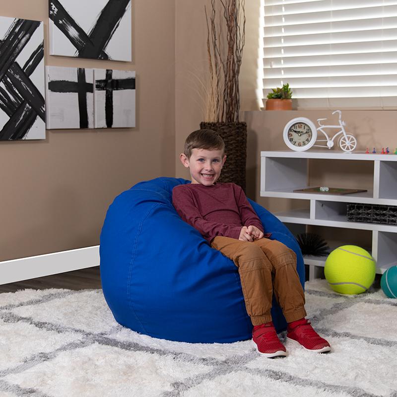 Small Solid Royal Blue Refillable Bean Bag Chair for Kids and Teens. Picture 7