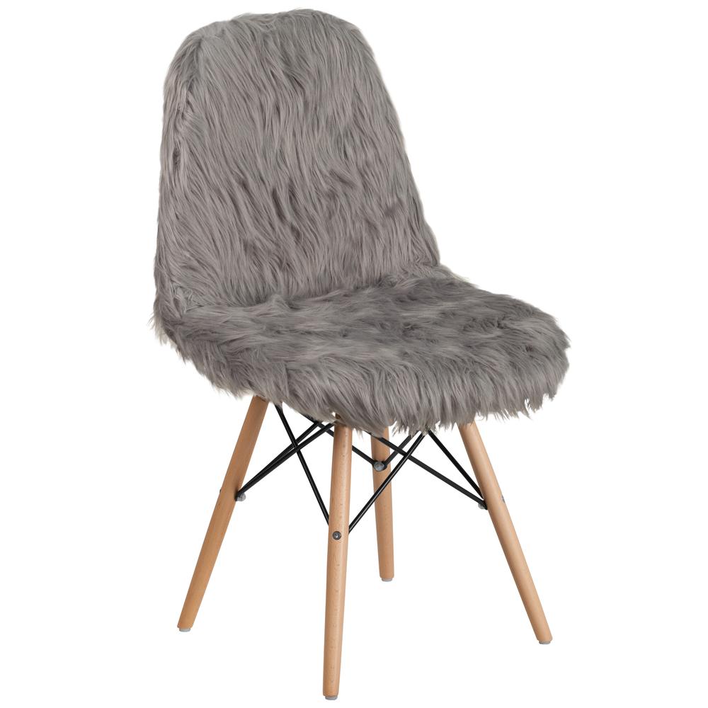 Shaggy Dog Charcoal Gray Accent Chair. Picture 1