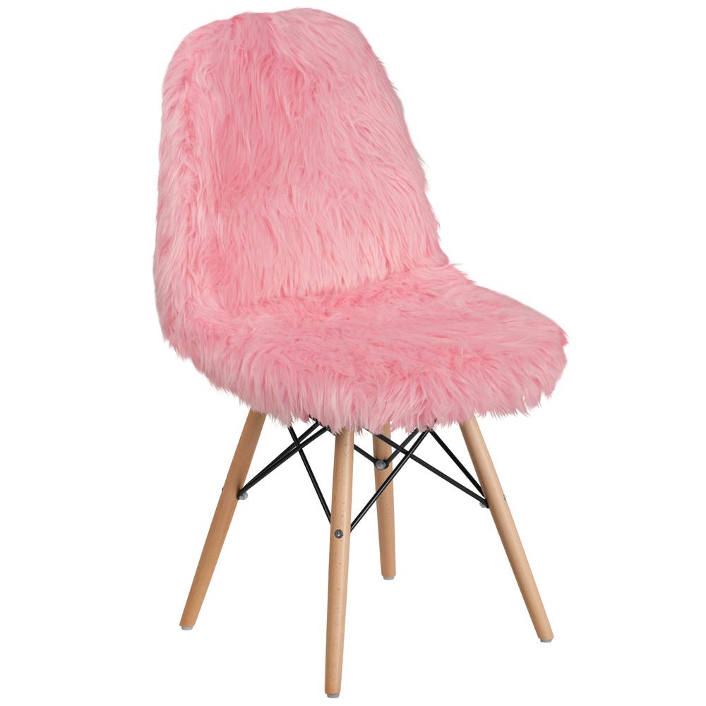 Shaggy Dog Light Pink Accent Chair. Picture 1