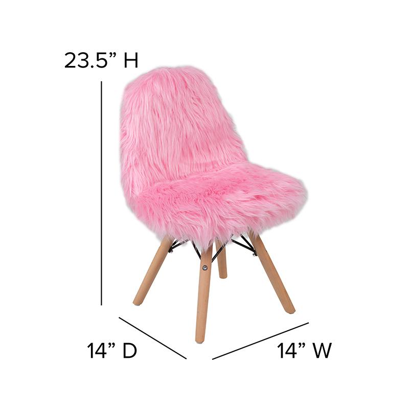 Faux Fur Light Pink Accent Chair - Shag Kids Chair for Ages 5-7. Picture 5