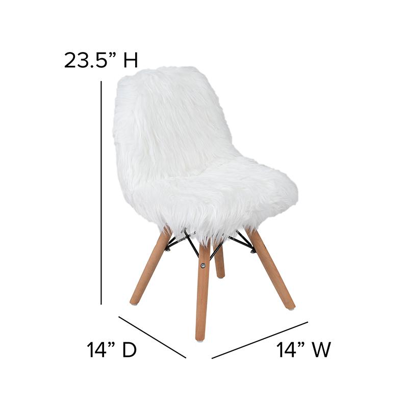 Faux Fur White Accent Chair - Shag Kids Chair for Ages 5-7 - Kids Playroom Chair. Picture 5