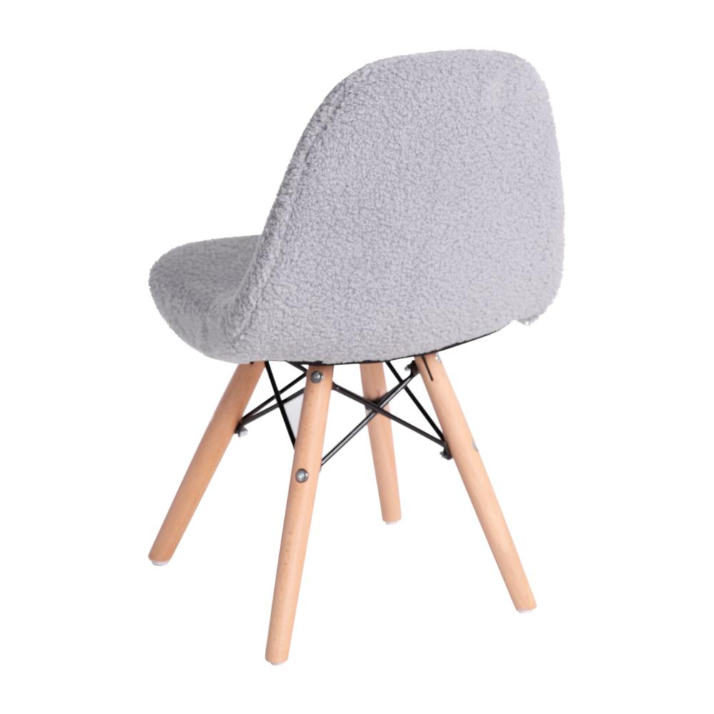 Zula Kid's Modern Padded Armless Faux Sherpa Accent Chairs with Beechwood Legs in Gray. Picture 6