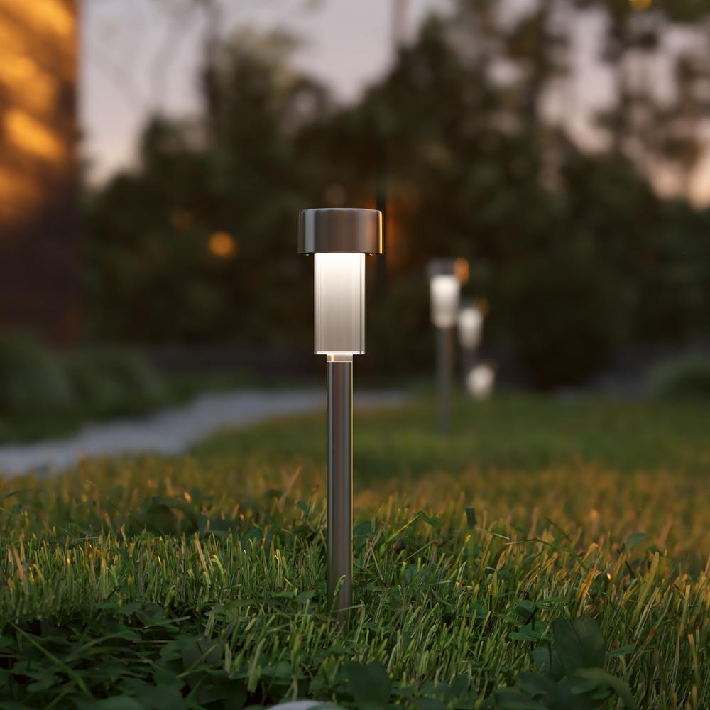 12 Pack Stainless Steel LED Solar Lights, Weather Resistant Solar Powered Lights. Picture 2