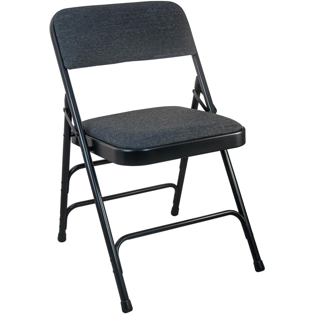 Black Padded Metal Folding Chair - Black 1-in Fabric Seat. Picture 19