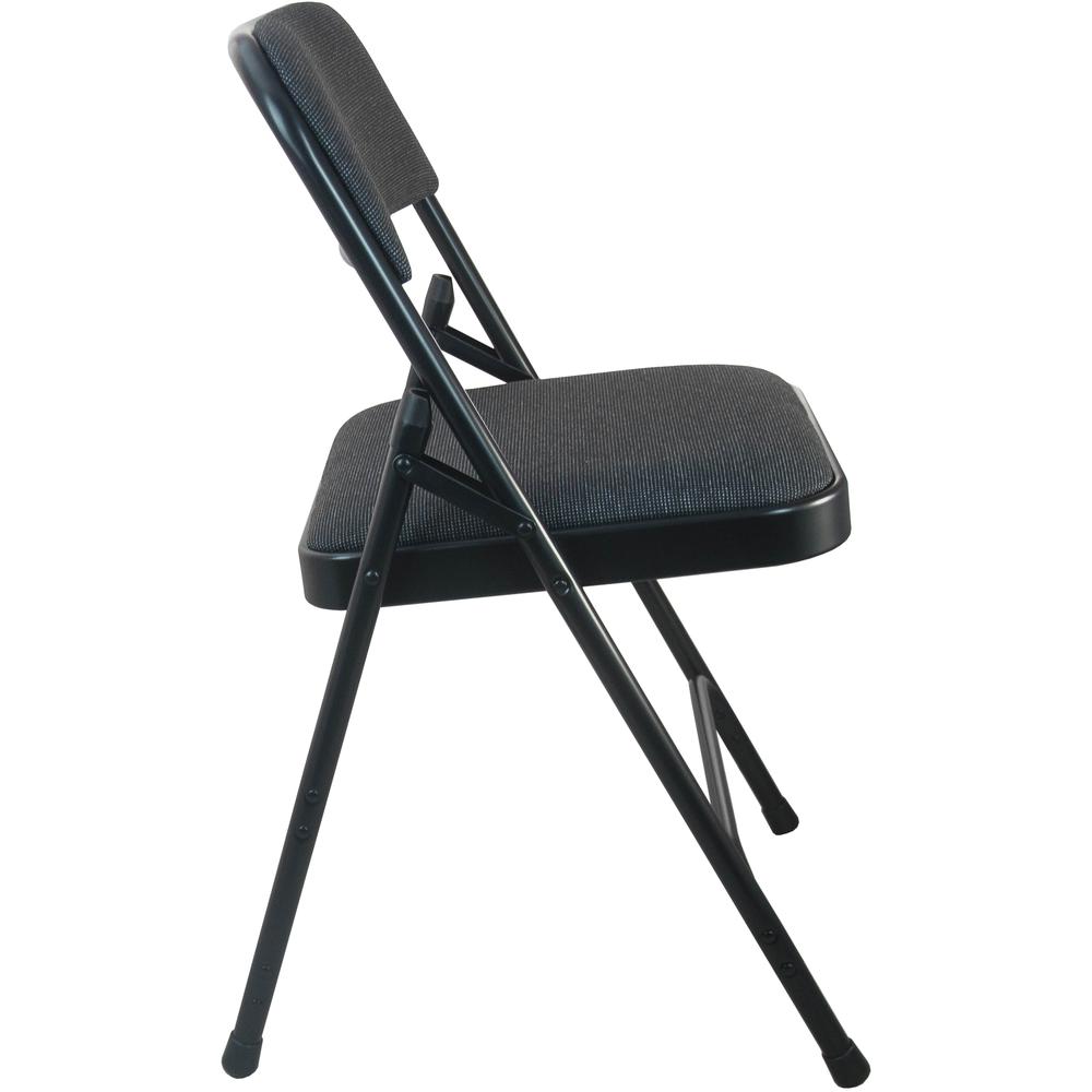 Black Padded Metal Folding Chair - Black 1-in Fabric Seat. Picture 3