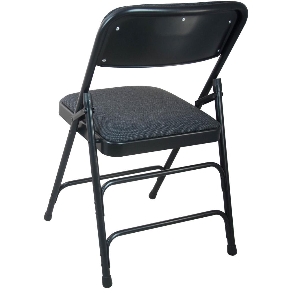 Black Padded Metal Folding Chair - Black 1-in Fabric Seat. Picture 4