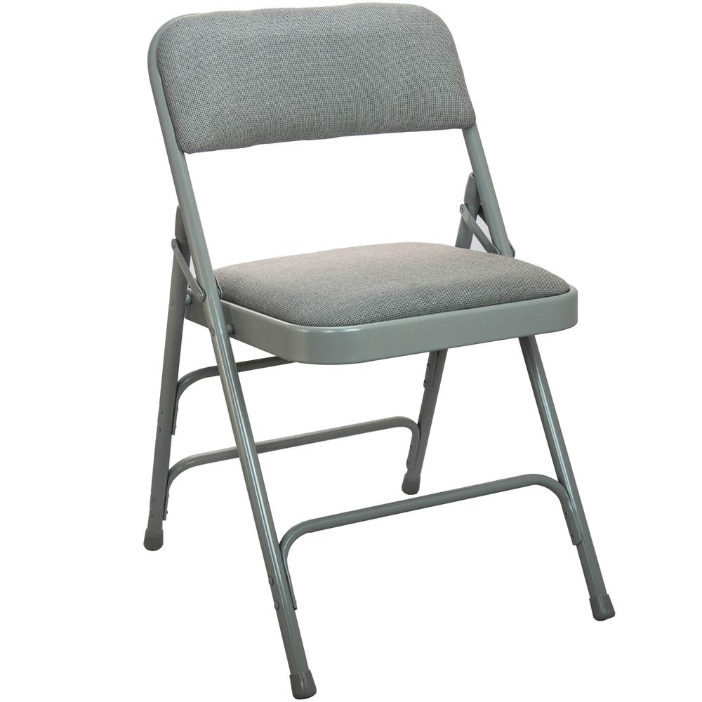 2-Pack Advantage Grey Padded Metal Folding Chair - Grey 1-in Fabric Seat. Picture 6