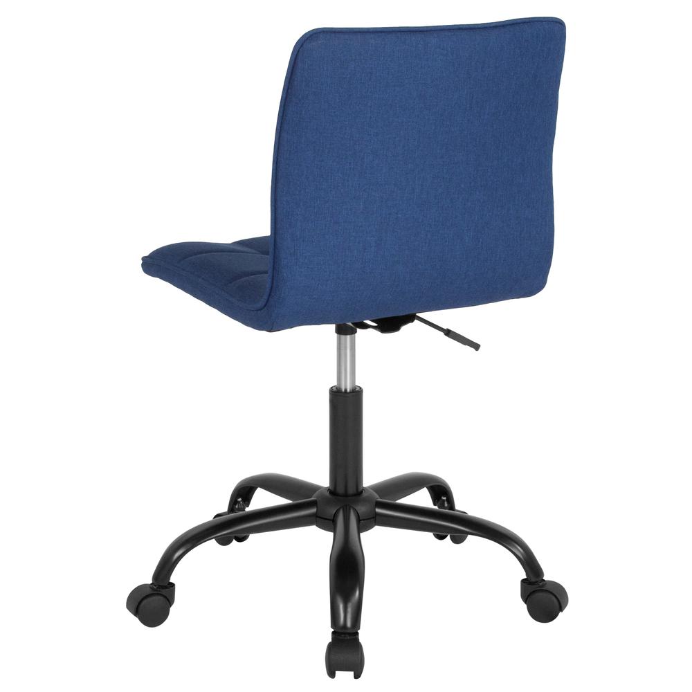 Home and Office Armless Task Chair with Tufted Back/Seat in Blue Fabric. Picture 3