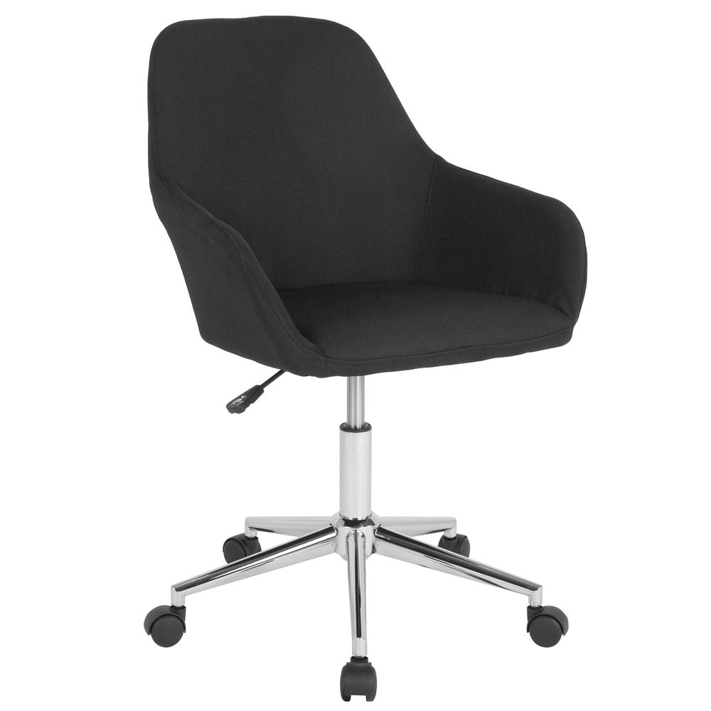Home and Office Mid-Back Chair in Black Fabric. Picture 1