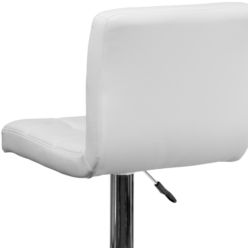 Contemporary White Quilted Vinyl Adjustable Height Barstool with Chrome Base. Picture 7
