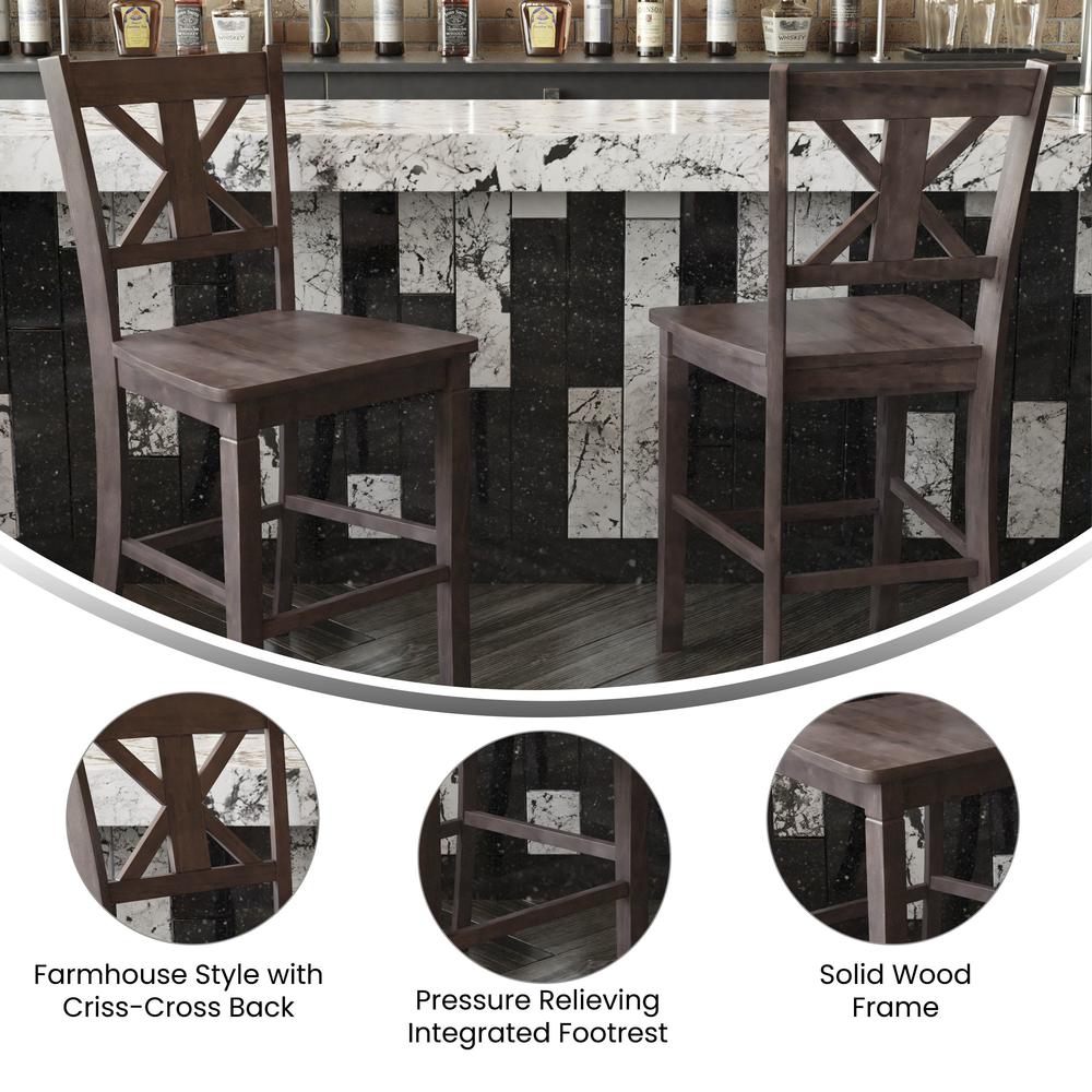 Set of 2 Modern Farmhouse Style Commercial Grade Counter Height Stools. Picture 5