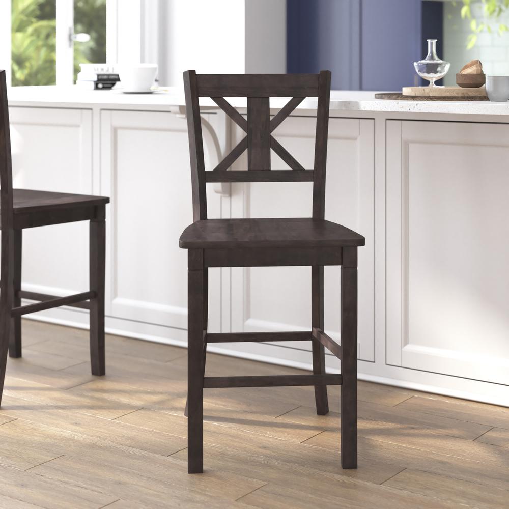 Set of 2 Modern Farmhouse Style Commercial Grade Counter Height Stools. Picture 7