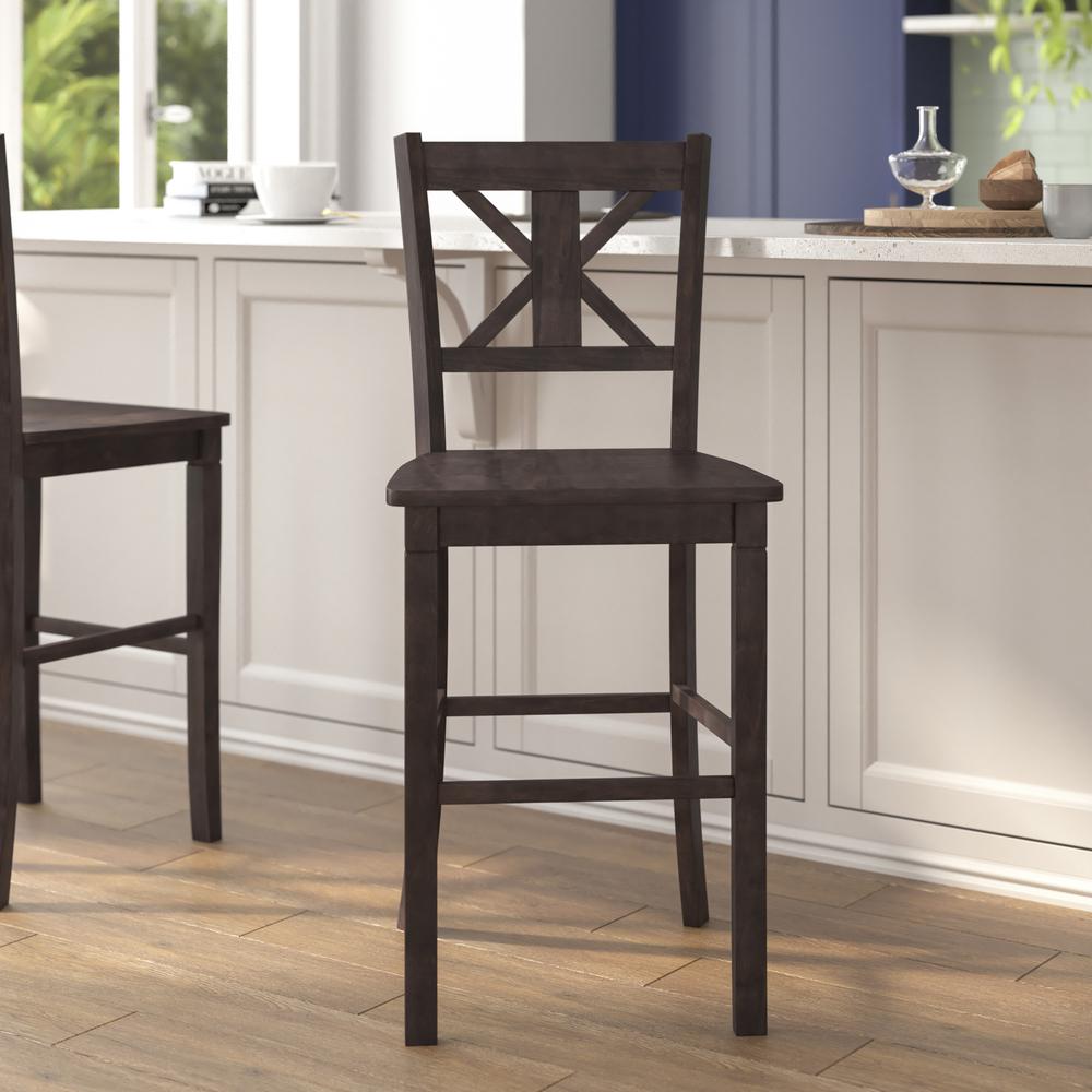 Set of 2 Modern Farmhouse Style Commercial Grade Bar Height Stools. Picture 9
