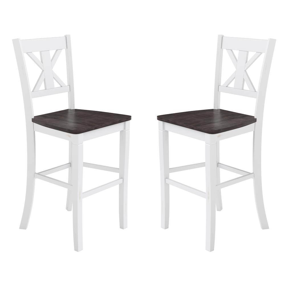 Set of 2 Modern Farmhouse Style Commercial Grade Bar Height Stools. Picture 3