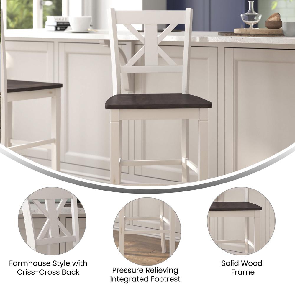 Set of 2 Modern Farmhouse Style Commercial Grade Bar Height Stools. Picture 5