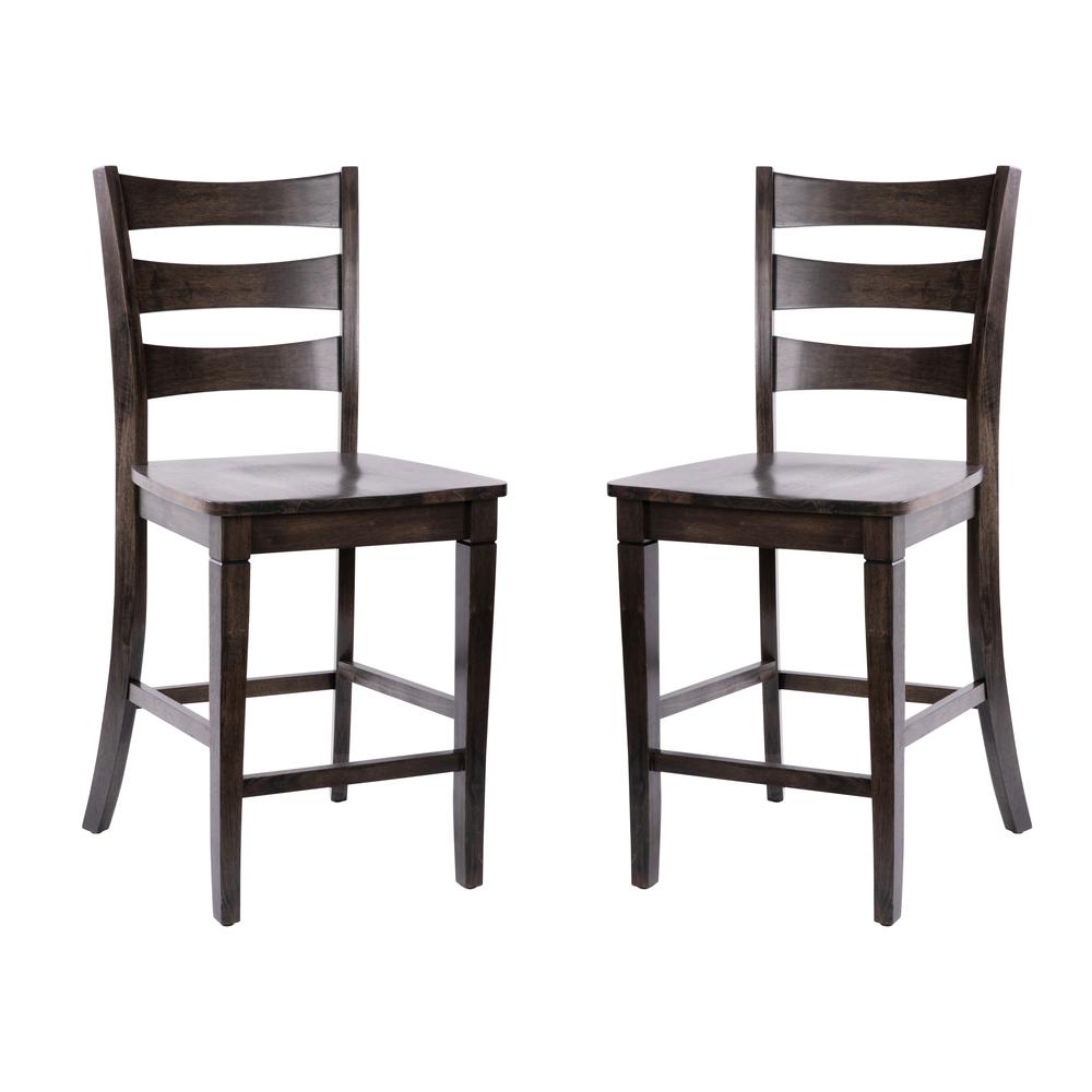 Set of 2 Classic Style Commercial Grade Ladderback Counter Height Stools. Picture 3
