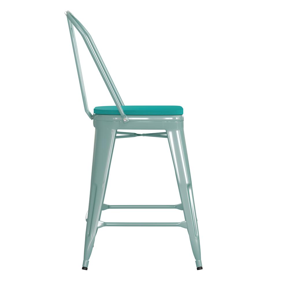 24" High Mint Green Metal Counter Height Stool. Picture 10