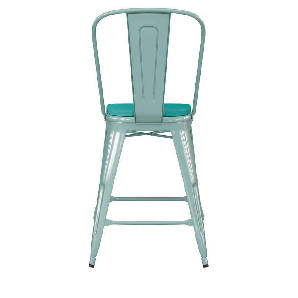 24" High Mint Green Metal Counter Height Stool. Picture 9