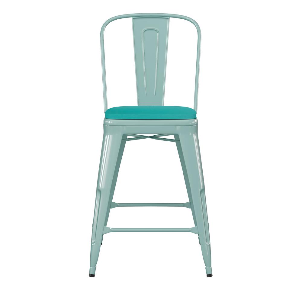 24" High Mint Green Metal Counter Height Stool. Picture 11
