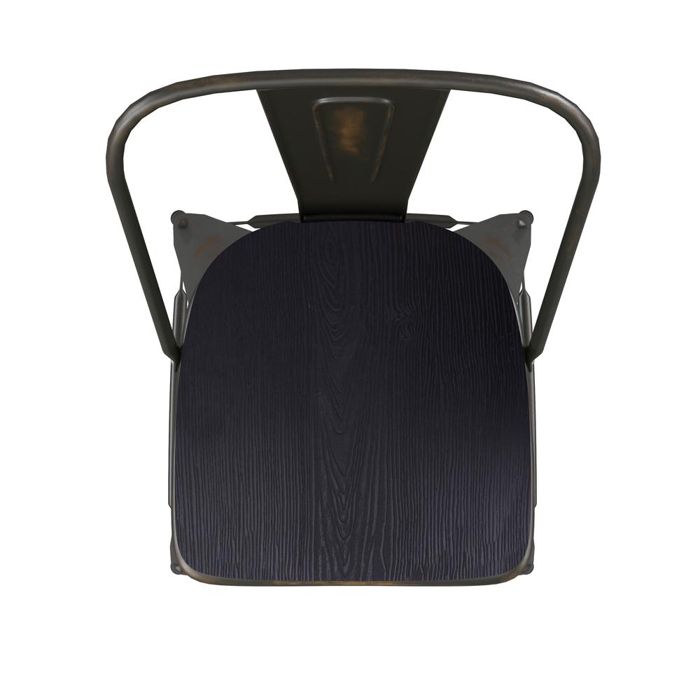 30" High Copper Metal Indoor-Outdoor Barstool with Black Poly Resin Wood Seat. Picture 12